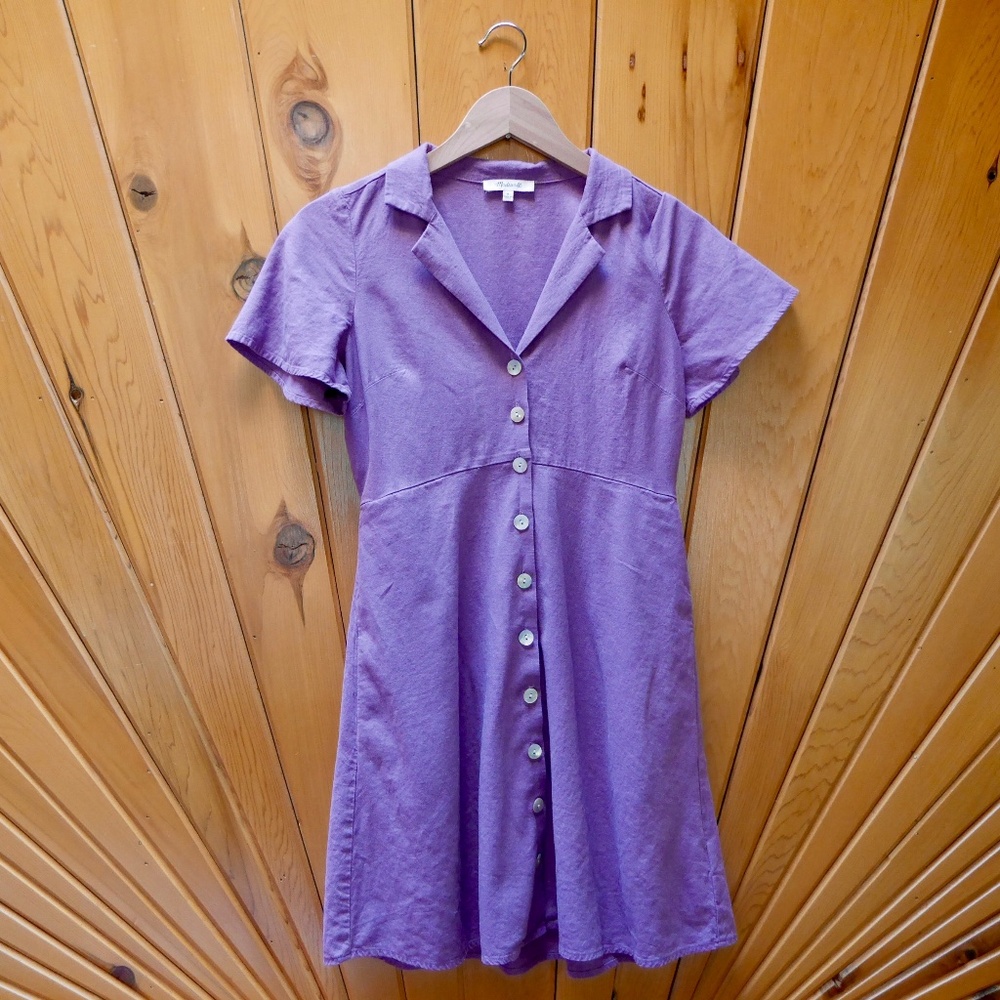 Madewell Kacie Mini Shirtdress, Antique Purple, 0